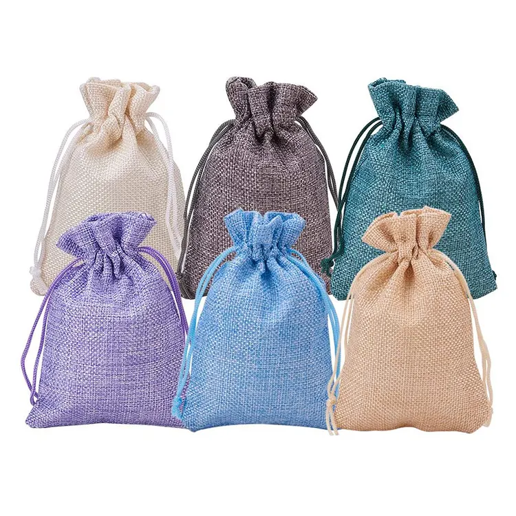 Personalized Customised Print Small Soft Hemp Burlap Linen Nylon Muslin Jewelry Packaging Cloth Drawstring Dust Shoe Bag