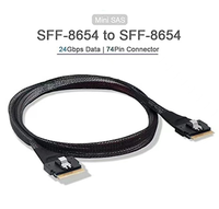 Cable SAS 4.0 Interno para Chasis de Servidor, Delgado, de Alta Calidad, Precio de Fábrica al por Mayor, SAS 8654 8i a SFF-8654 8i, 24G 74P