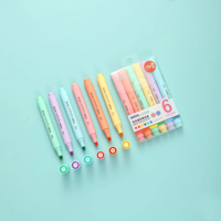 6 pièces ensemble couleur Pastel Macaron surligneur stylo marqueur stylos Fluorescent stylo dessin surligneurs mignon papeterie fournitures scolaires