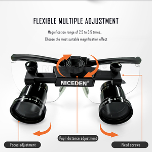 Loupes binoculaires dentaires Niceden, grossissement réglable 2,5-3,5X, lampe frontale 5W, lunettes grossissantes chirurgicales et médicales - Product Image 3
