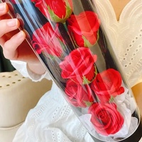 TC Großhandel Weiße Hot Pink Rote Seifenblumen Hochzeitsdekoration 9-teiliges LED-Licht Künstliche Seidenrosen-Sträuße mit Geschenkbox-Set