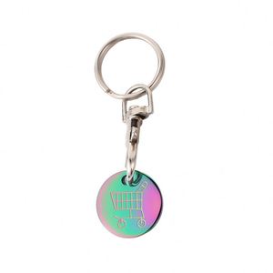 Porte-monnaie en acier inoxydable pour chariot de supermarché, personnalisable au laser avec logo, idéal comme cadeau ou porte-clés vierge - Product Image 3
