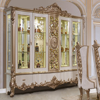 Ensemble de meubles de salle à manger de style baroque royal, reproduction italienne en bois doré, table rectangulaire de luxe américaine avec 8 chaises