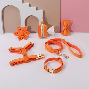 Produttore di velluto morbido imbracatura per cani collare e Set di guinzaglio a sgancio rapido in metallo fibbia Set imbracatura per cani - Product Image 4
