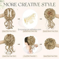 Moño de Pelo Sintético Rizado y Despeinado con Clip, Extensión de Moño con Pelo Sintético de Alta Calidad para Mujer, Color Personalizado