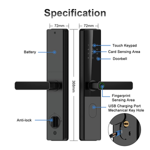 Home High Security Intelligent Digital Tuya Wifi Electronic Fingerprint Smart Door <b>Lock</b> With App Biometric Authentication Sec - Product Image 6