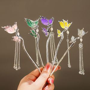 Horquilla de metal con borlas y circonitas para mujer, estilo mariposa, para peinados de novia, accesorios para el cabello de boda - Product Image 2