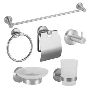 Juego de Accesorios de Baño de Marca Privada Yao Peng, 6 Piezas, Acero Inoxidable, Montado en la Pared, Toallero, Anillo para Toalla, Jabonera, Vaso - Product Image 5