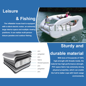 CEYU Blanc Marine Maison Gonflable PVC Jeux <span class=keywords><strong>D</strong></span>'eau Île Solaire Électrique Catamaran Maison Bateau <span class=keywords><strong>Jet</strong></span> <span class=keywords><strong>Ski</strong></span> Moteur Yacht 5-10 - Product Image 3