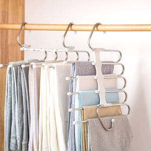 Whole Sale Multifunction 5 in 1 Metal Wardrobe Organizer Magic Pants <b>Hangers</b> for Bathroom Clothes Rack Shelves Space Saving - Product Image 1
