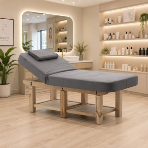 Table de massage esthétique épaisse 190*80*65cm avec cadre en bois massif, étagère de rangement, démontable, 6 pieds, pour salon de beauté, extensions de cils, soins du visage et tatouage - Product Image 1
