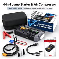 Démarreur de voiture avec compresseur d'air 12V, booster de batterie portable, gonfleur de pneus 150 PSI, batterie externe, lampe de secours LED