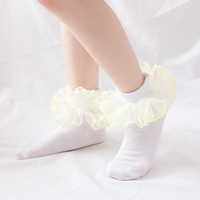 Vente chaude été respirant multicolore Tulle dentelle enfants botte à volants chaussettes enfants coton confortable danse à volants chaussettes