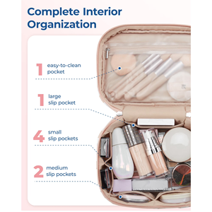 Ensemble de trousses de toilette matelassées 2 pièces, organiseur de maquillage de voyage grande capacité avec poignée pour femmes et filles, vente en gros - Product Image 4
