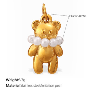 Dijes de Acero Inoxidable con Baño de Oro PVD de 18K, Diseño 3D del Reino Animal, para Fabricación de Joyería, para Perro, Sirena, León, Delfín, Jirafa, para Regalo - Product Image 6