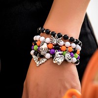 Bracelet Gothique Halloween 2025 avec Pendentifs Citrouille et Fantôme, Décorations Crâne et Araignée, Accessoires de Mode, Coffret Cadeau