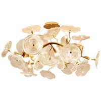 Lustre suspendu LED en forme de feuille de lotus, style zen chinois, tout en cuivre doré, pour salon, chambre à coucher, salle à manger