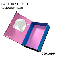 Scatola Regalo Rigida Nera Personalizzata con Chiusura Magnetica per Set di Prodotti per la Cura della Pelle, Confezione con Finestra Trasparente in PVC per Flaconi di Cosmetici