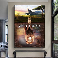 SQ 40*60cm pola pikir adalah semua kutipan motivasi Canvasto menjadi kucing atau singa Poster dinding dekorasi lukisan cetak
