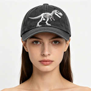 Casquette de baseball décontractée personnalisée en coton délavé style vintage avec broderie 3D squelette, ajustable, pour l'extérieur et la protection solaire - Product Image 6