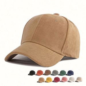 Gorra de béisbol de gamuza con logo personalizado al por mayor, unisex, para invierno, de color liso, estilo popular, con dibujos animados, forro polar y hebilla metálica. - Product Image 2