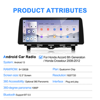 Untuk Honda Accord Generasi ke-8 2008-2012 Navihua Desain Baru 12.3'' Radio Mobil Android GPS Navigasi Multimedia Carplay Auto Stereo DSP