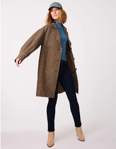 <span class=keywords><strong>Manteau</strong></span> long en laine à <span class=keywords><strong>pied</strong></span>-<span class=keywords><strong>de</strong></span>-<span class=keywords><strong>poule</strong></span> brossé double face, <span class=keywords><strong>de</strong></span> haute qualité et fait à la main pour femmes - Product Image 2