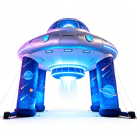 Arche gonflable LED personnalisée en forme de soucoupe volante UFO, motif planète spatiale, en PVC durable, étanche et résistant aux intempéries pour l'extérieur