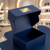 Boîte d'expédition noire en carton ondulé recyclable mat de luxe avec logo personnalisé en feuille d'or pour petites entreprises, emballage artistique et éponge