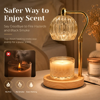 Lampe chauffe-bougie électrique décorative en verre avec luminosité réglable, hauteur ajustable et fonctions parfumées