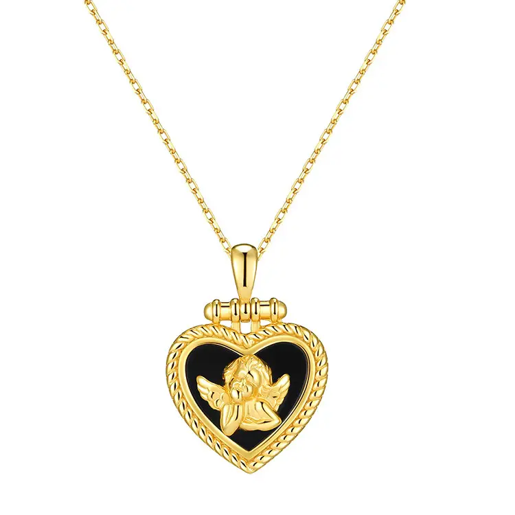 Rainbowking minimalismo argento sterling 925 angolo fascino gioielli donna 18k placcatura in oro cuore agata pendente collana per ragazze