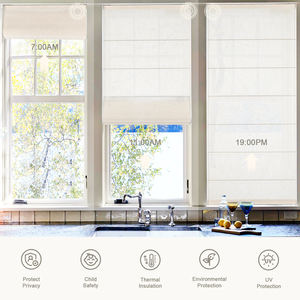 Lo último en <span class=keywords><strong>persianas</strong></span> romanas lisas integradas con control remoto inalámbrico de alta calidad Fácil de instalar Living Rome Home Tela de lino Filtrado de luz - Product Image 4