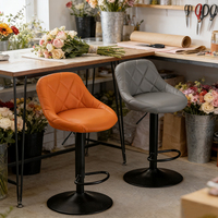 Tabouret de bar à hauteur de comptoir avec dossier en PU matelassé en losanges, pivotant et réglable en hauteur, pour restaurant et mobilier de bar