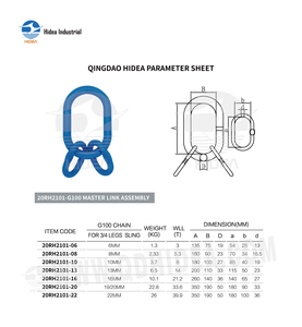 HIDEA Maillon maître oblong en acier allié robuste <span class=keywords><strong>de</strong></span> <span class=keywords><strong>3t</strong></span> à 39,9t avec <span class=keywords><strong>anneau</strong></span> <span class=keywords><strong>de</strong></span> <span class=keywords><strong>levage</strong></span> à sub-liaison G100, ensemble <span class=keywords><strong>de</strong></span> maillon maître - Product Image 2