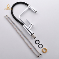 Robinet de cuisine en laiton brossé nickel, moderne et luxueux, à poignée unique, à col long, flexible, avec douchette extractible