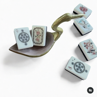 2026 Mahjonghau Ensemble de tuiles de Mahjong américain en acrylique argenté et turquoise, de luxe, portable, meilleures ventes, jeu de société Mahj Table Chess