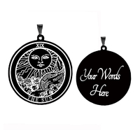 Noir Rond 22 Tarot Carte Collier Bijoux En Acier Inoxydable Les Arcanes Majeurs Astrologie Amulette Talisman Pendentifs Couple Colliers