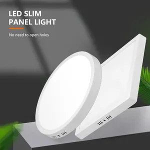 Luz de painel LED para hotel home office, 6w, 12w, 18w, 24w, alumínio, SMD, montada na superfície, quadrada, redonda e fina, para teto