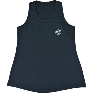 Débardeur en tricot respirant bleu marine pour homme avec logo brodé sur le devant, col rond, sans manches, veste de sport décontractée - Product Image 1