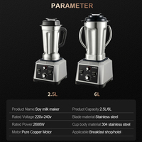 2,5L Commerciële Sojamelk Maker van RVS, Elektrische Blender voor Café, Fruit Sap & Notenmelkproductie
