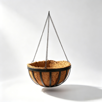 Panier suspendu décoratif en métal avec insert en fibre de coco pour balcon résidentiel, jardin, pots de plantes domestiques, ornement de maison