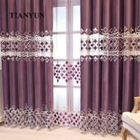 Rideau violet Textile de maison 100x200 Cm taille broderie de luxe européen prêt à l'emploi fenêtre salon rideaux en tissu