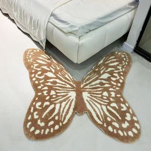 Tapis papillon noir et blanc, doux, à poils longs, forme originale, pour salon, chambre à coucher, salle de bain - Product Image 2