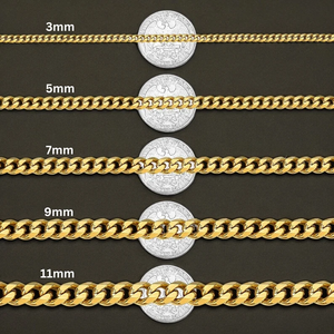 Collier à chaîne en acier inoxydable Miami pour hommes 3mm 5mm 6mm 7mm étanche hip hop plaqué <span class=keywords><strong>or</strong></span> 18 ct cubain gourmette lien bijoux Vente en gros - Product Image 3