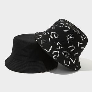 New Trendy Bucket <b>Hat</b> Graffiti Letter Printing Double-Sided Sun <b>Hat</b> Spring Summer Outdoor Casual Reversible Bucket Fishing <b>Hat</b> - Product Image 3