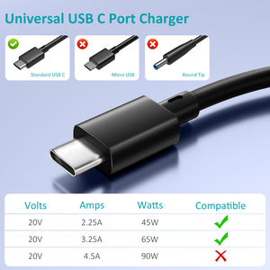 Cargador de 65W para Portátil, Adaptador USB Tipo C 3.25A, Enchufe Universal para Reino Unido, UE y EE. UU., Adaptador de Corriente Alterna para Asus, Lenovo, HP, Acer, Chromebook - Product Image 2