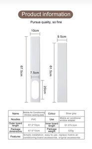 Deux pièces de climatisation <span class=keywords><strong>mobile</strong></span> à <span class=keywords><strong>gaz</strong></span> 84-120 cm, 10 cm de large, plaque d'étanchéité de fenêtre réglable en PVC ABS, écologique, durable, <span class=keywords><strong>pour</strong></span> usage domestique - Product Image 3