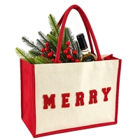 Sac de courses réutilisable pour les fêtes, sac en toile robuste et festif pour la distribution de Noël et les événements commerciaux