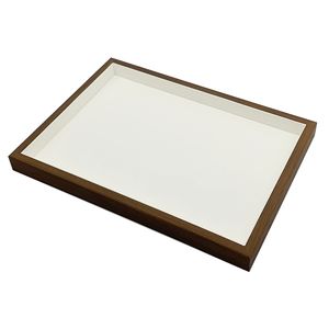 도매 브라운 월넛 나무 접시 주얼리 받침대 빈 트레이 반지 12구 24구 내부 화이트 주얼리 디스플레이 트레이 - Product Image 4