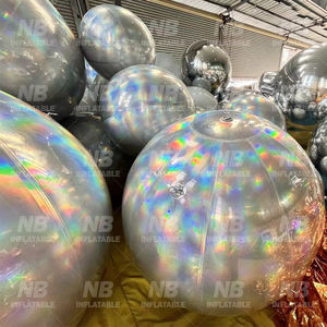 Bola de espejo plateada, bolas grandes y brillantes inflables, globo de fiesta de discoteca gigante, decoración de eventos de Navidad, esfera de espejo grande de PVC reflectante - Product Image 1